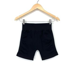 Nikibiki Solid Black Athletic Biker Shorts With Block Ribbing Side Detail